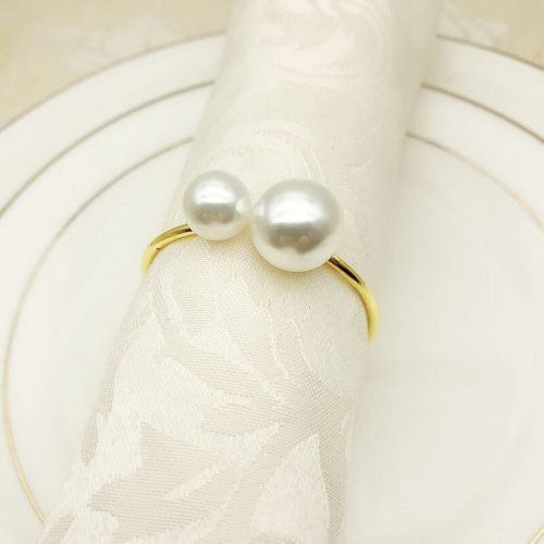 Ronds De Serviette Dorés Avec Perles – Lot De 12, élégants, Pour Mariage, Noël, Repas De Fête